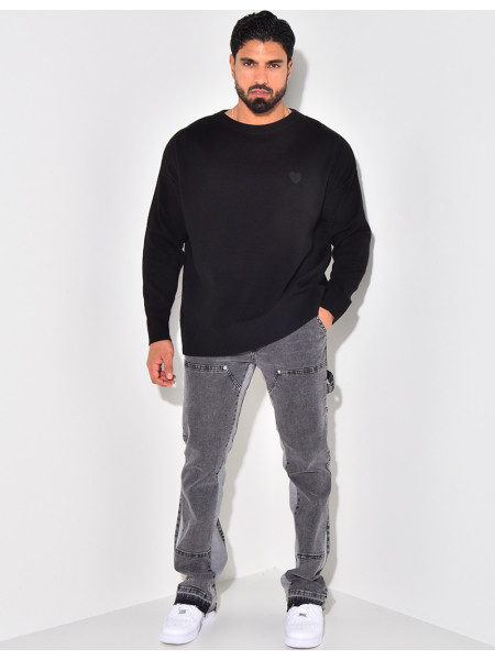 Pull fin à motifs coeur