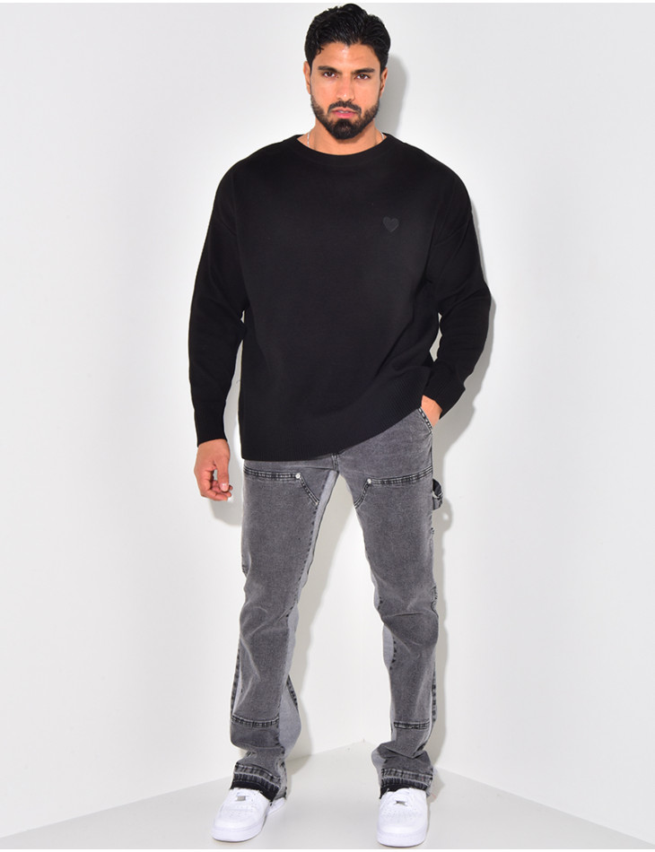 Pull fin à motifs coeur