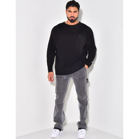 Pull fin à motifs coeur