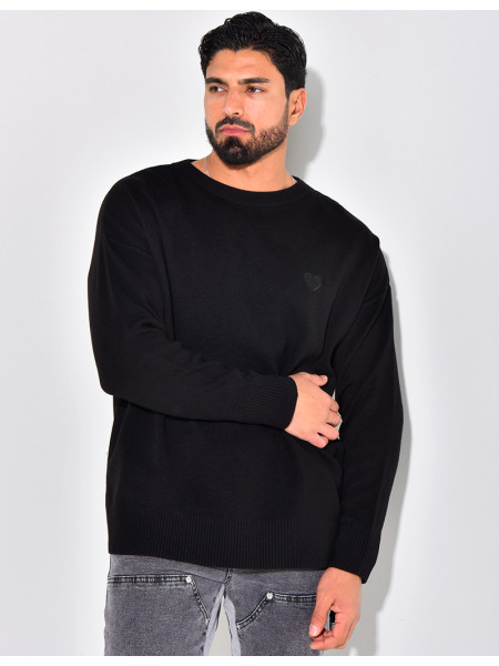 Pull fin à motifs coeur