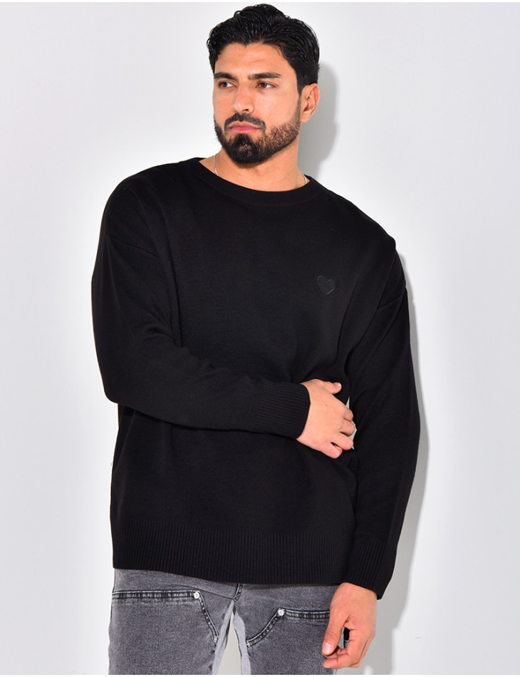 Pull fin à motifs coeur