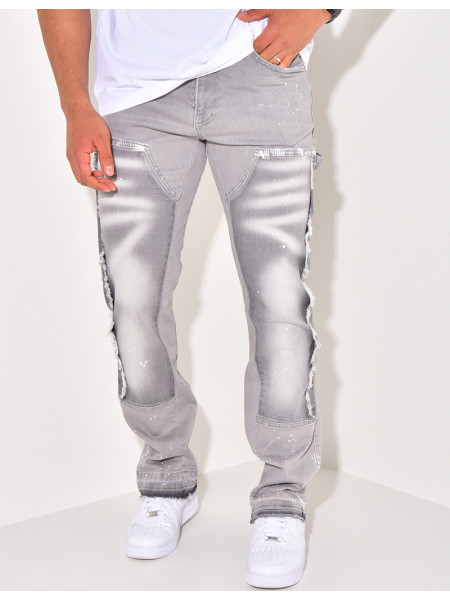Jeans à tâches de peinture