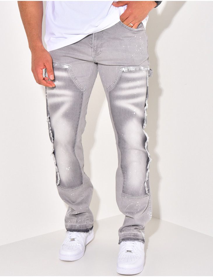 Jeans à tâches de peinture