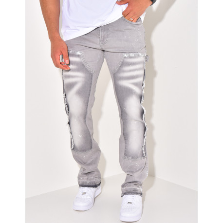 Jeans à tâches de peinture