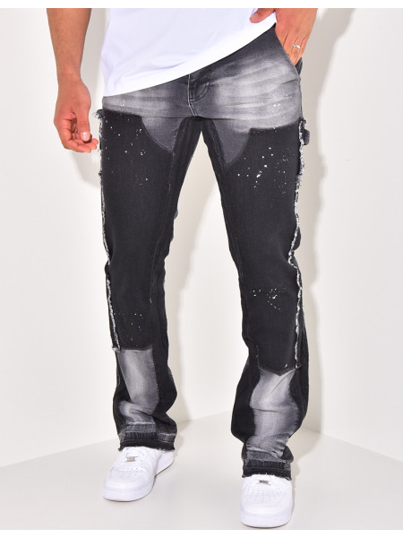 Jeans à tâches de peinture