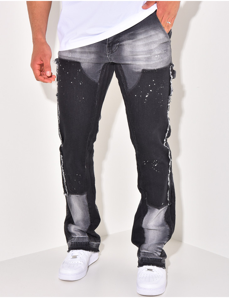 Jeans à tâches de peinture