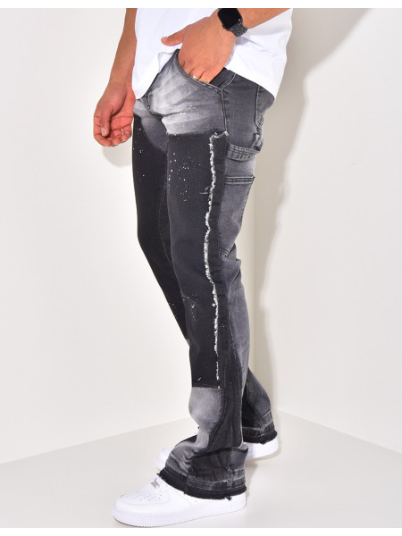 Jeans à tâches de peinture
