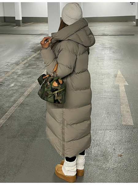 Long down jacket with hood
