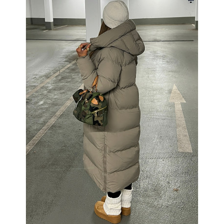 Long down jacket with hood