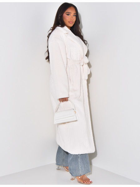 Long coat in faux fur