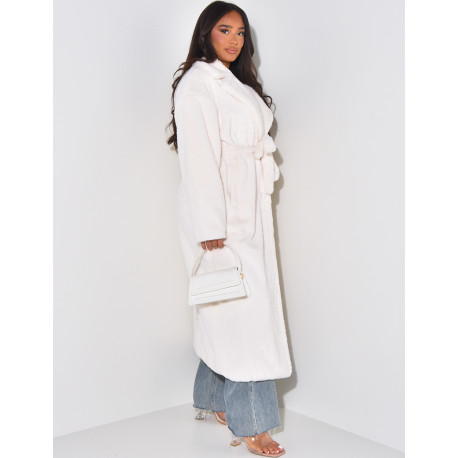 Long coat in faux fur