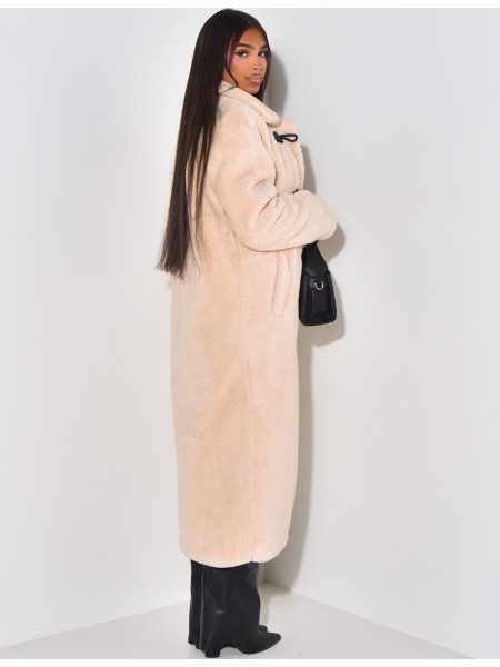 Manteau long effet peau de mouton