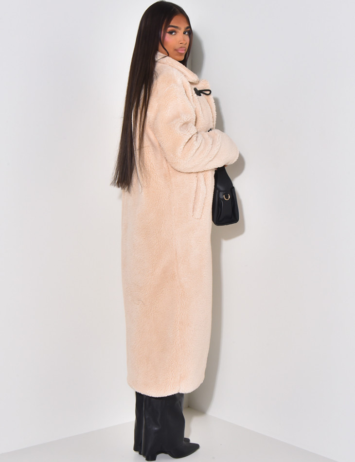 Manteau long effet peau de mouton