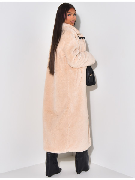 Manteau long effet peau de mouton