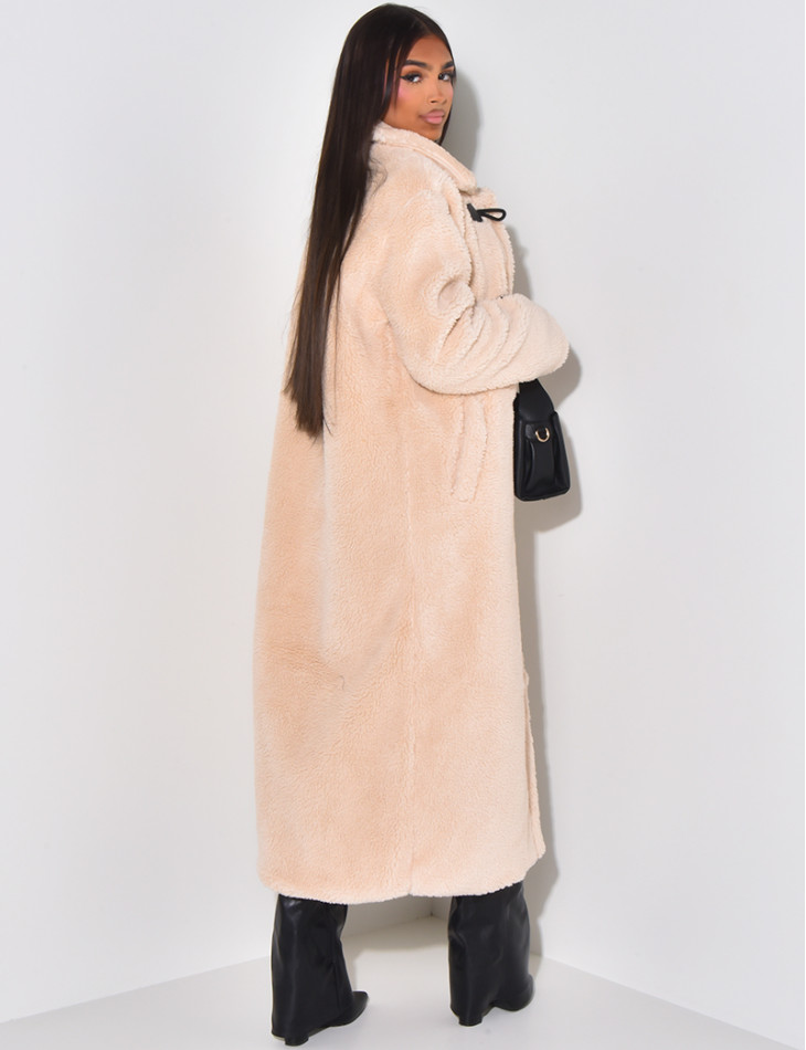 Manteau long effet peau de mouton