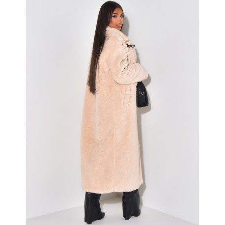 Manteau long effet peau de mouton