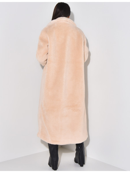 Manteau long effet peau de mouton