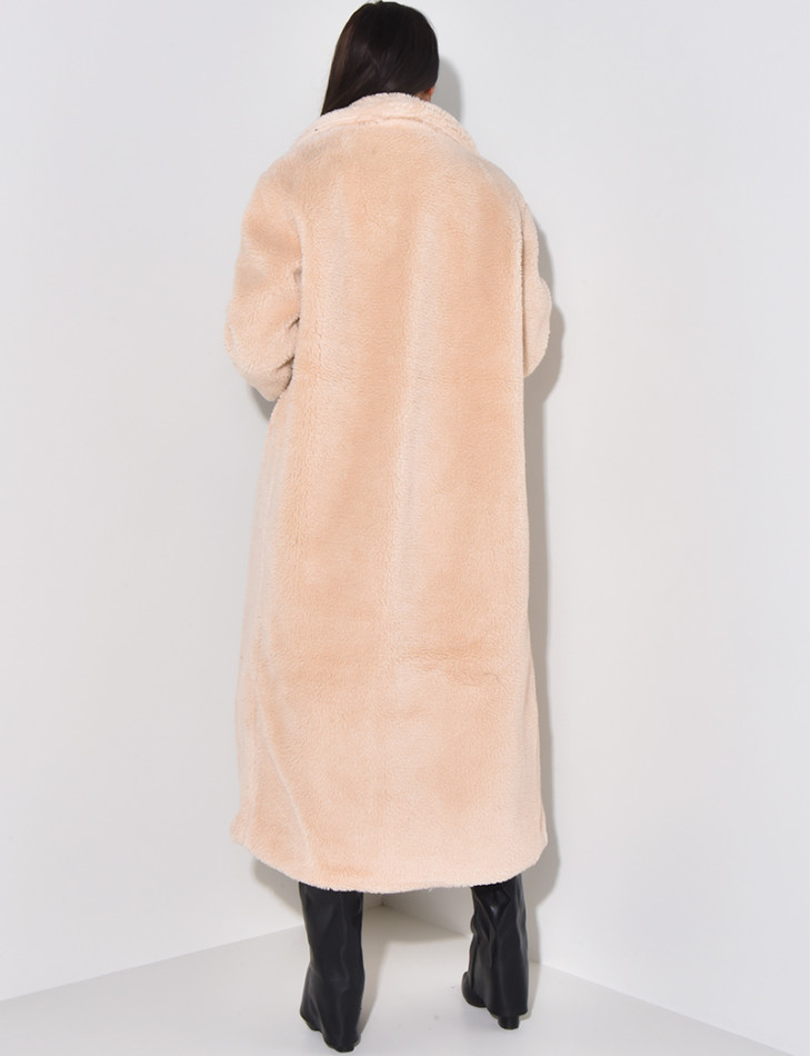 Manteau long effet peau de mouton