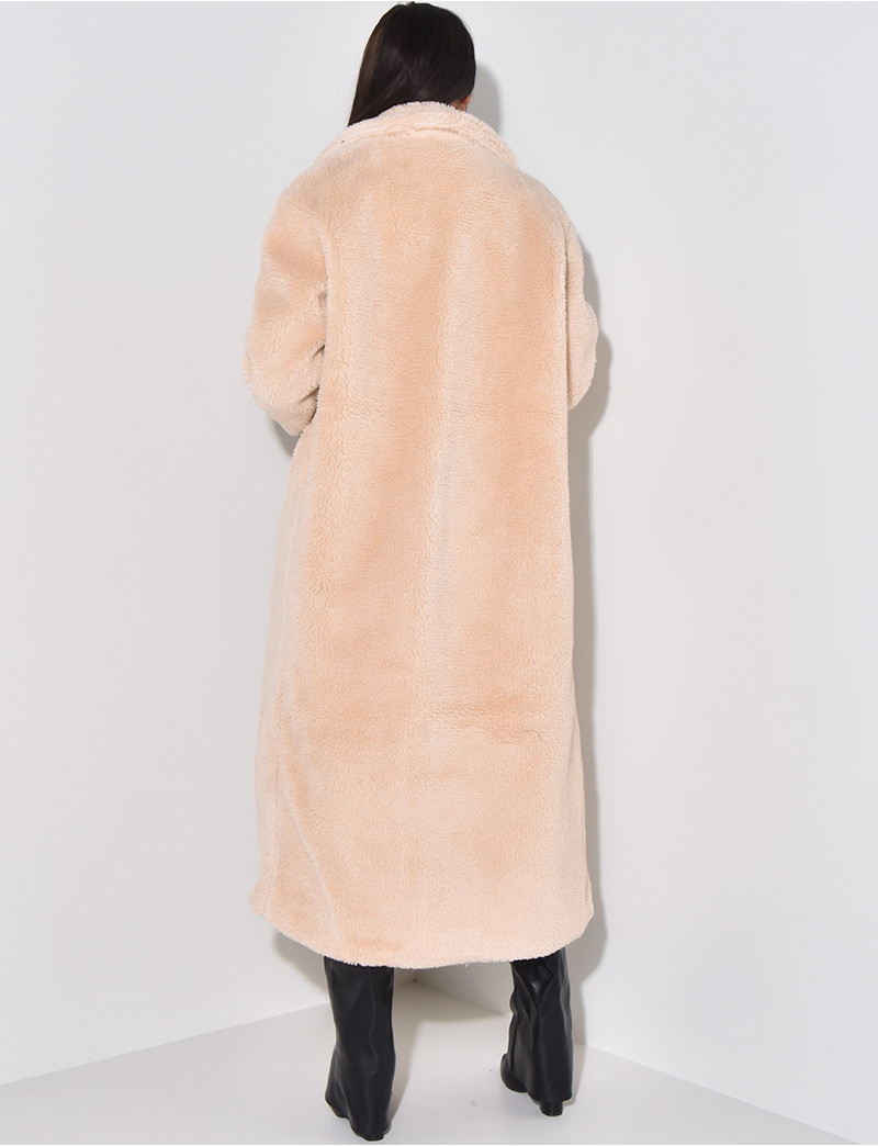 Manteau Tissu Imitation Peau De Mouton Manteau Long Effet Peau