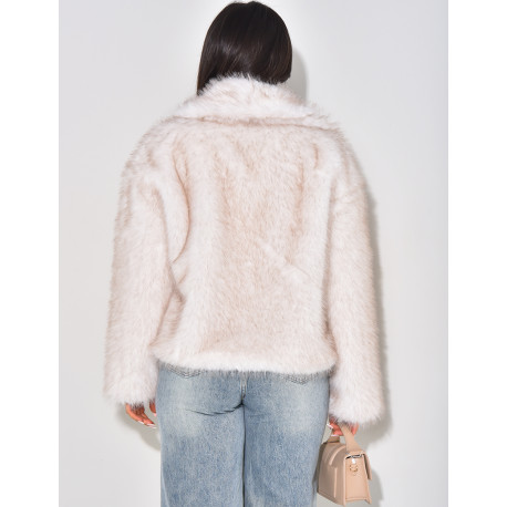 Veste courte en fausse fourrure