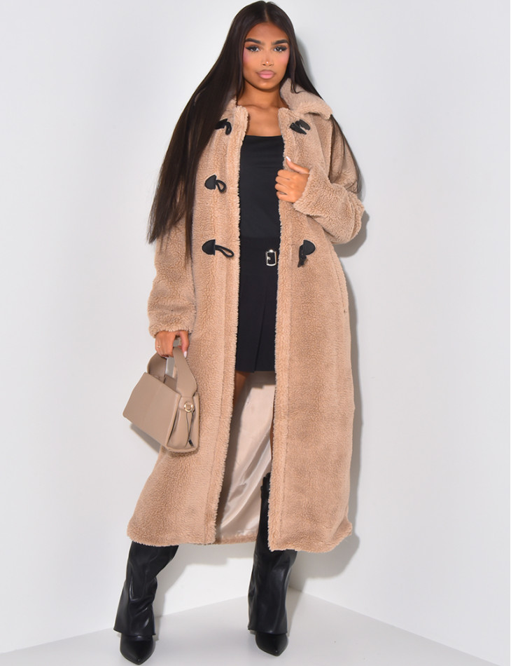 Long sheepskin effect coat