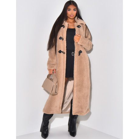 Long sheepskin effect coat