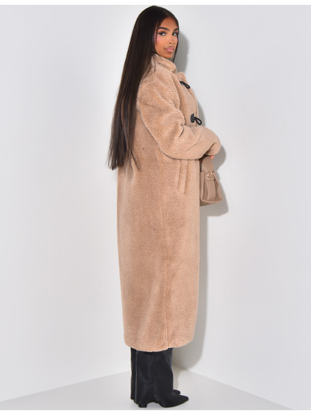 Langer Mantel mit Schaffelleffekt