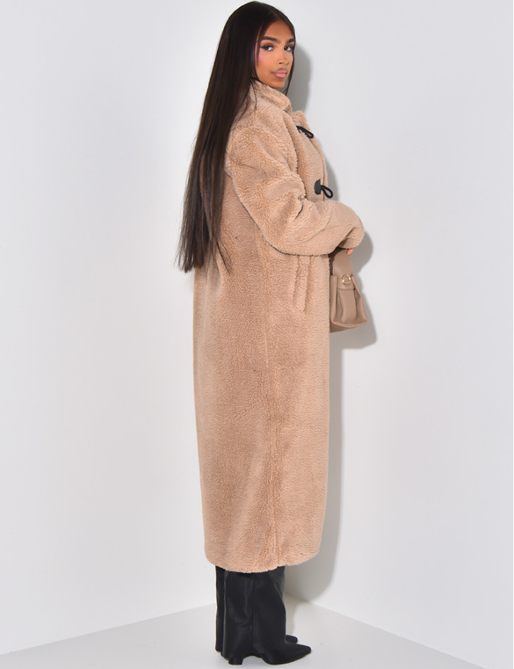 Langer Mantel mit Schaffelleffekt
