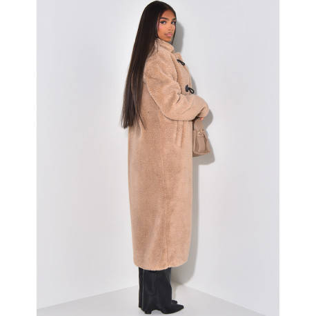 Langer Mantel mit Schaffelleffekt