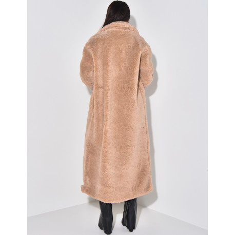 Langer Mantel mit Schaffelleffekt