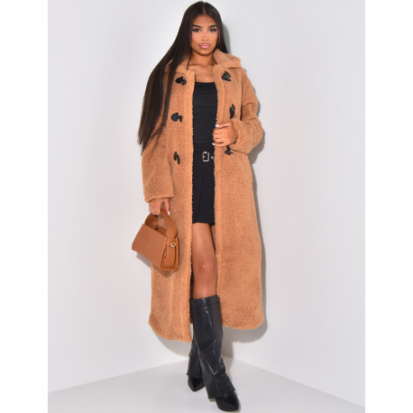 Long sheepskin effect coat