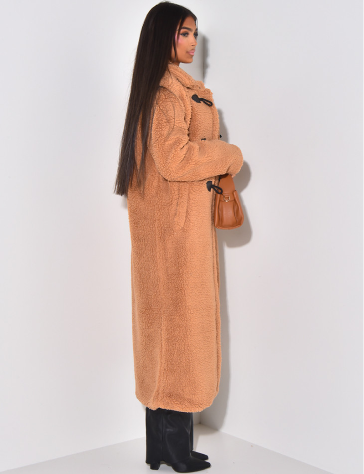 Long sheepskin effect coat