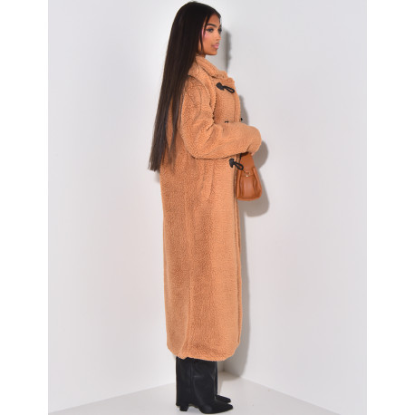 Long sheepskin effect coat