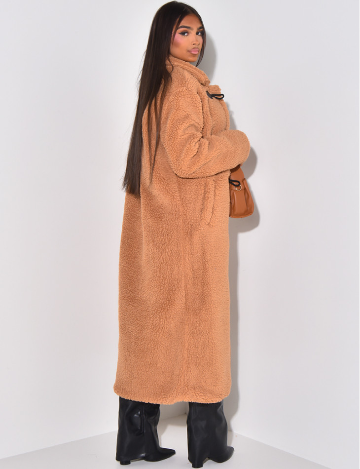 Long sheepskin effect coat