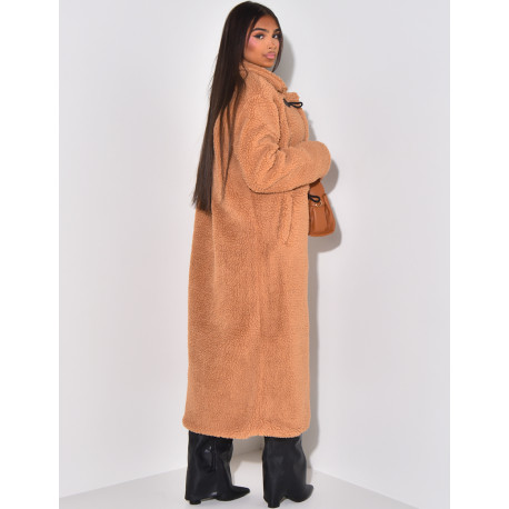 Long sheepskin effect coat