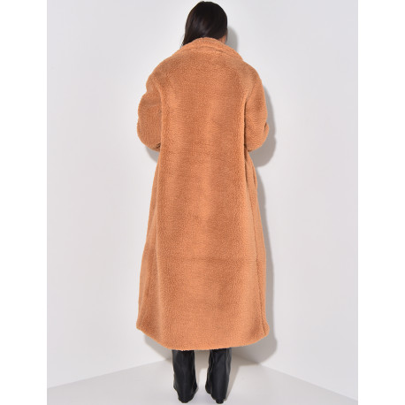 Long sheepskin effect coat