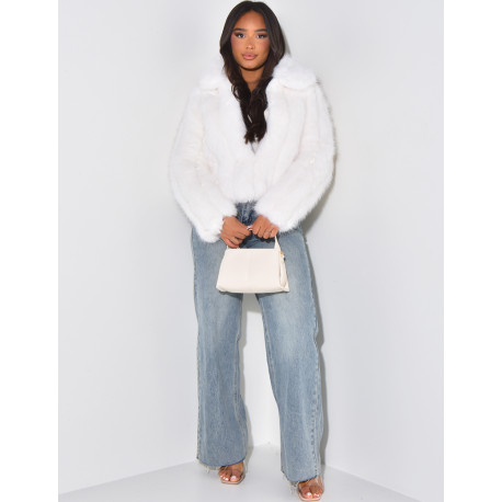 Manteau bi matière fourrure et similicuir