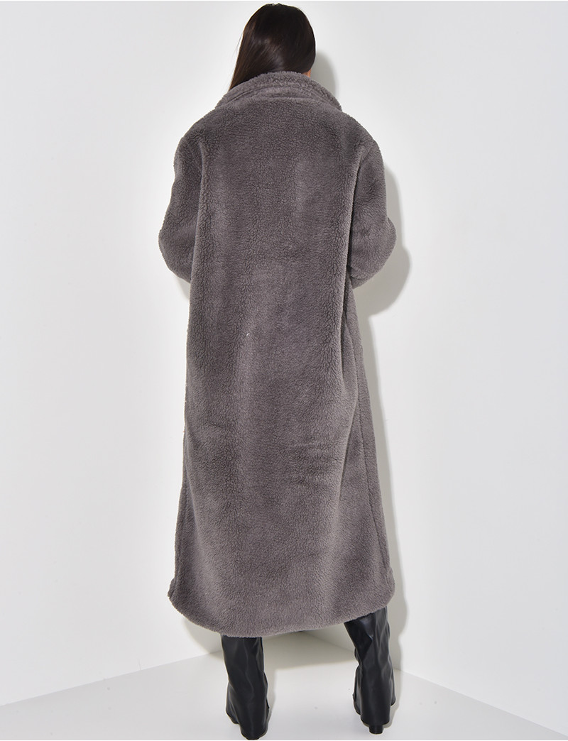 Manteau long effet peau de mouton