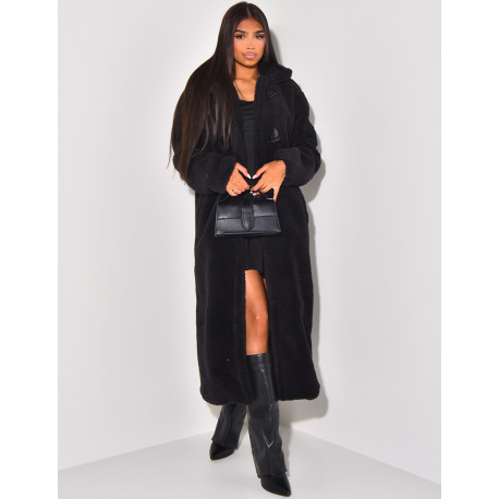 Long sheepskin effect coat