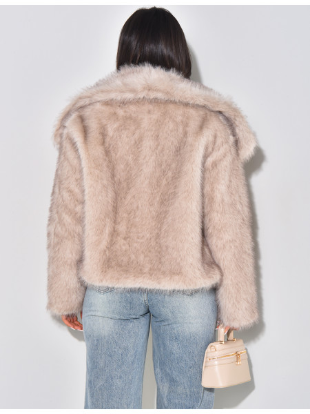 Veste courte en fausse fourrure