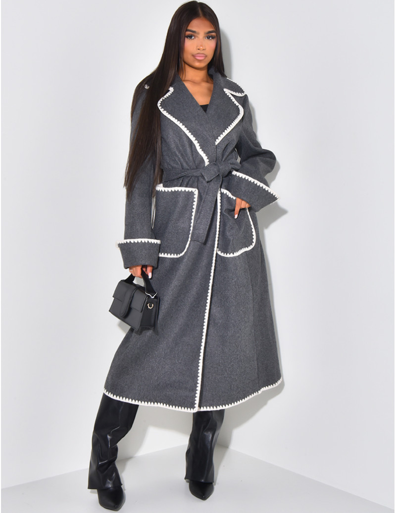 Manteau long à bordures...