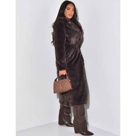 Manteau en fourrure à ceinture