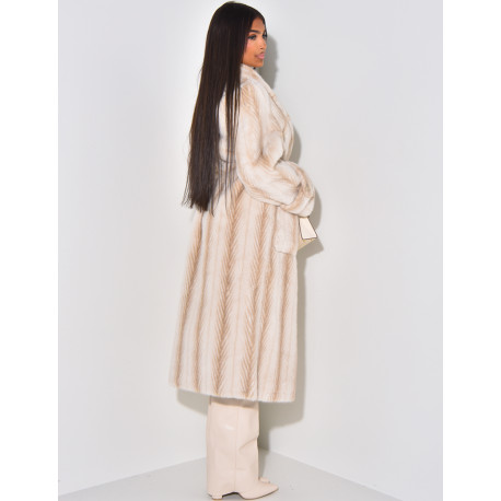 Long coat in premium faux fur