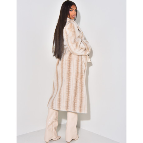 Long coat in premium faux fur