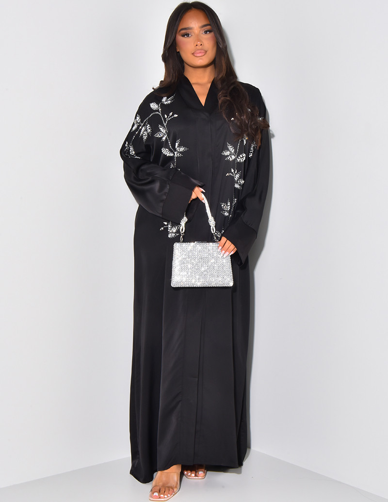 Abaya à détails perles et...