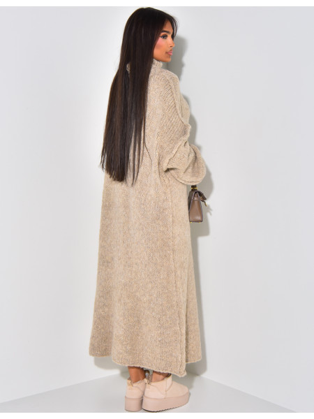 Oversize-Pulloverkleid mit Stehkragen aus Wolle