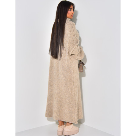 Oversize-Pulloverkleid mit Stehkragen aus Wolle