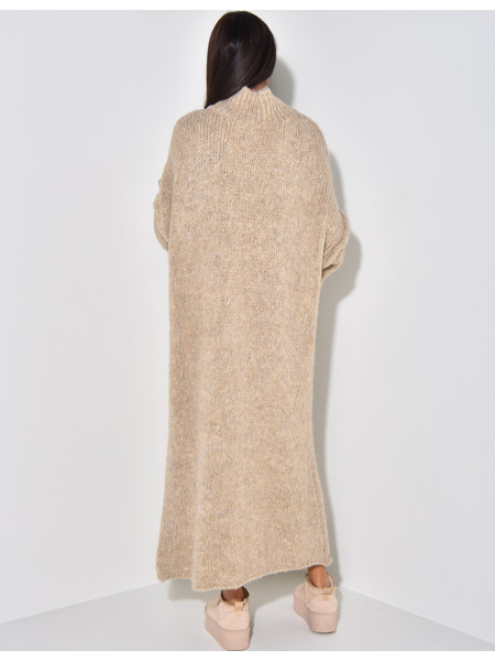 Oversize-Pulloverkleid mit Stehkragen aus Wolle
