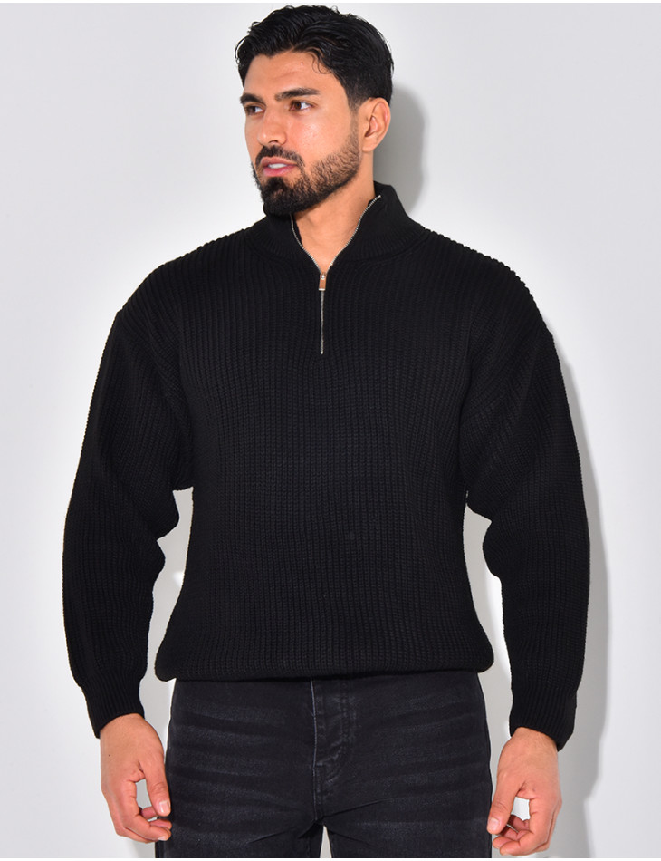 Pull en laine avec col à zip