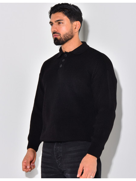 Pull en laine avec col à boutons